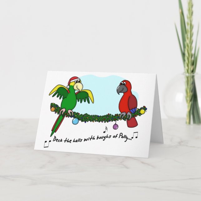 Deka Halls Parrot-julkort Helgkort (Framsida)