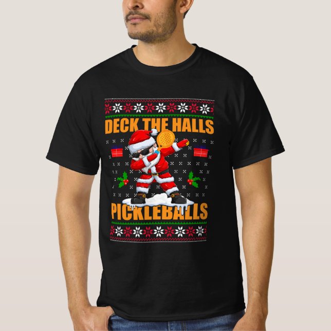 Deka Halls Pickle Bollar Ugly jul Pickleb T Shirt (Framsida)