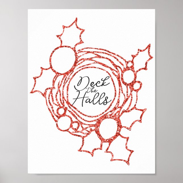 Deka Halls Red Glitter Poster (Framsidan)