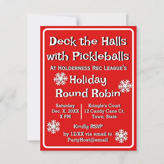 Dekad hallarna med Pickleballs julfest Inbjudningar (Baksida)