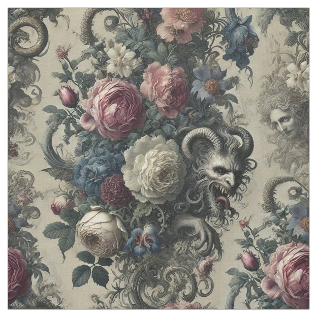 Dekadensens Petals - Gothic Påstående Tile Tyg (Provkarta)