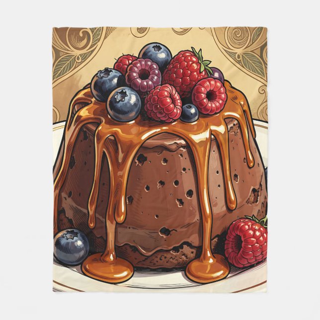 Dekadent chokladkaramellbärkaka fleecefilt (Framsidan)