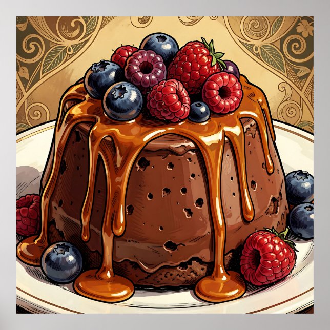 Dekadent chokladkaramellbärkaka poster (Framsidan)
