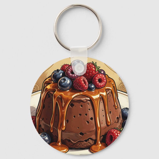 Dekadent chokladkaramellbärstårta nyckelring (Framsida)