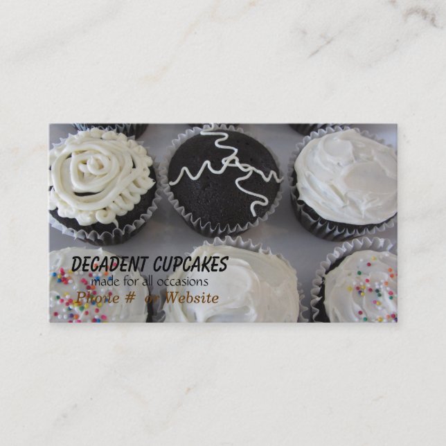 Dekadenta Cupcakes Visitkort (Framsida)