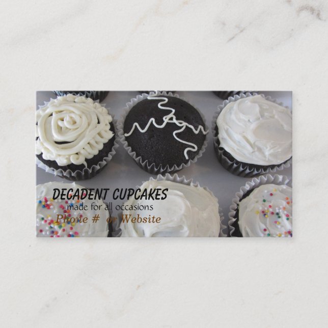 Dekadenta Cupcakes Visitkort (Framsida)