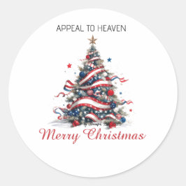 DEKAL Patriotisk Xmas Träd ATH1 Runt Klistermärke