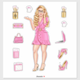 Dekaler för rosa High Mode Blonde Women Planner De