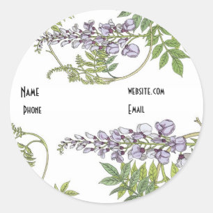 Dekalj Vintage Lavendel Vit Blomma Runt Klistermärke