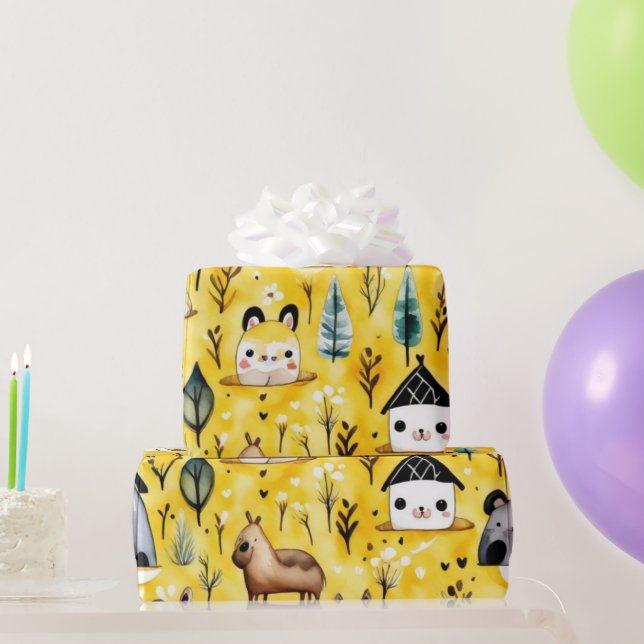 Dekblommor hyr djur Pappra Presentpapper (Festgåvor)