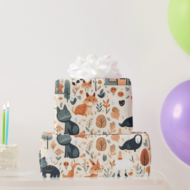 Dekblommor hyr djur Pappra Presentpapper (Festgåvor)