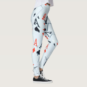 "Deke of Destiny: Layered Ess in a Poker Shuffle" Leggings