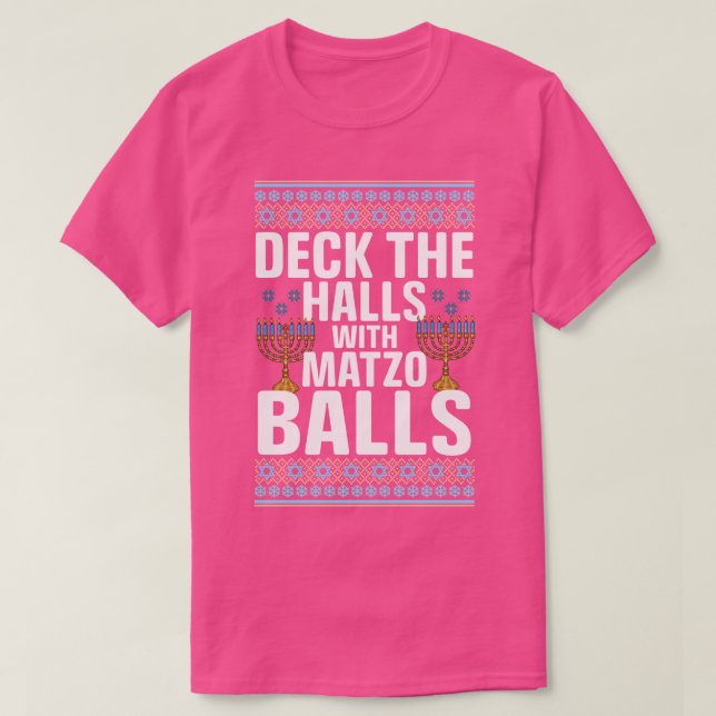 Dekk Hall with Matzo Bollar Hanukkah T Shirt (Design framsida)