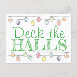 Dekka Halls-julens vattenfärg Ornaments Helg Vykort