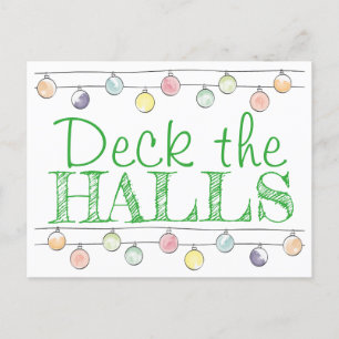 Dekka Halls-julens vattenfärg Ornaments Helg Vykort