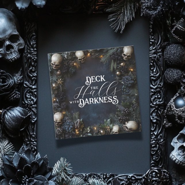 Dekka Halls Mörkret Gothic Skull Julafton Julkort (Skapare uppladdad)