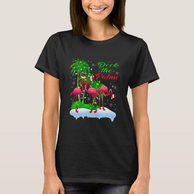 Dekka Handflatan God jul Ljus Flamingo T Shirt (Framsida)