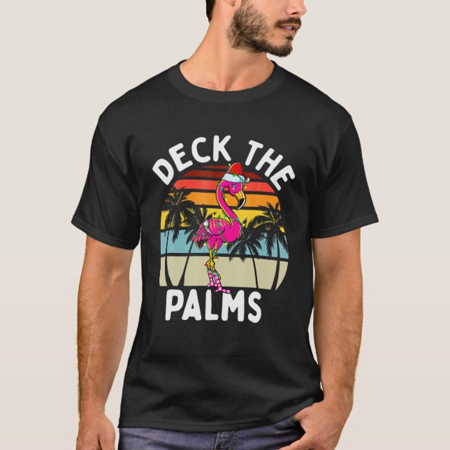 Dekka Handflatan julflamingo Tropical Handflatan T T Shirt (Framsida)