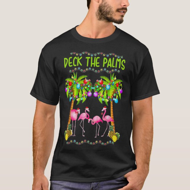 Dekka Handflatan Merry Flamingo-julen Ugly Sweat T Shirt (Framsida)