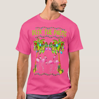 Dekka Handflatan Merry Flamingo julte lustigt T Shirt