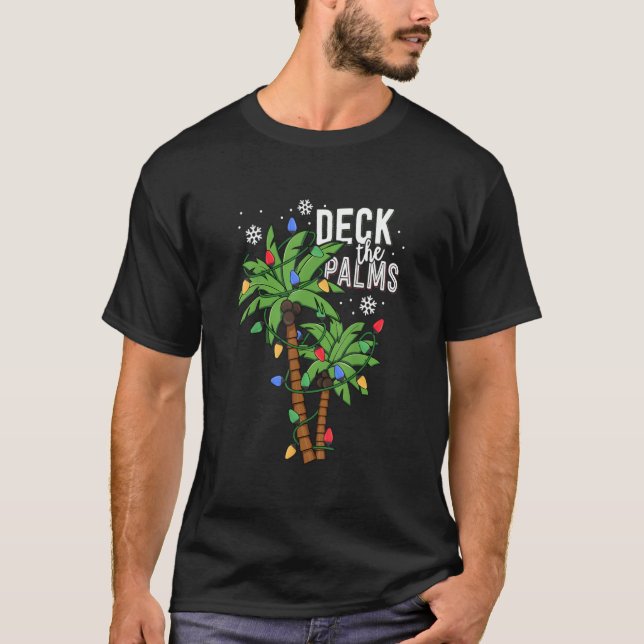 Dekka Handflatan Tropical Hawaii Handflatan Träd L T Shirt (Framsida)