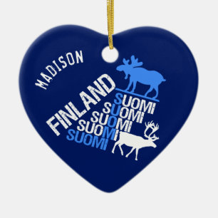 Deklaration av finskt Moose & rener-användarnamn Julgransprydnad Keramik