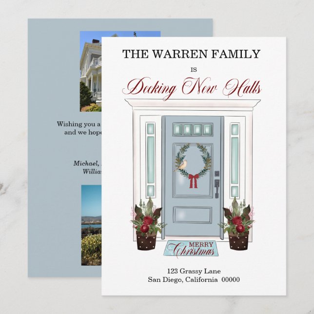 Dekning av nya handbollar, blå dörr, julfoto Flytt Meddelande (Fram/baksida)