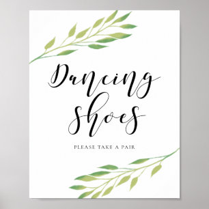 Dekningsskor Vattenfärgssymbol grönt löv bröllop t Poster