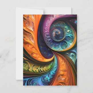 Dekokissen: fraktales modernes design, farbenfroh  vykort