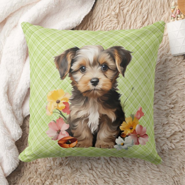 Dekokissen mit süßem Hund & Blumen 🌸🐶 Kudde (Filt)