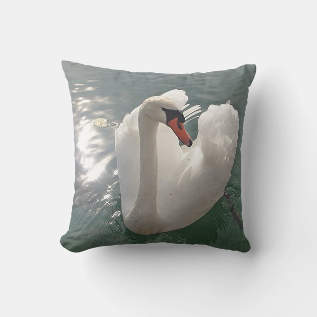 Dekokissen romantischer weisser Schwan Kudde (Framsida)