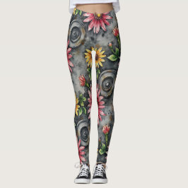 Dekonstruerade blomster-mandalor sömlöst mönster leggings