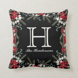Dekor för Blommigt av monogrammad Helgdag-tema Kudde