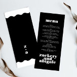Dekor för Modern Bold White Black Bröllop Meny<br><div class="desc">Den här designen ingår i en samling - kontakta mig om du behöver ytterligare papper Den här moderna designen är minimalistisk, men lekfull, med perfekt av svartvit text, vilket ger ett snyggt och rent utseende. Den här designen är anpassade till andra färg och ingår i en unik svit och samling...</div>