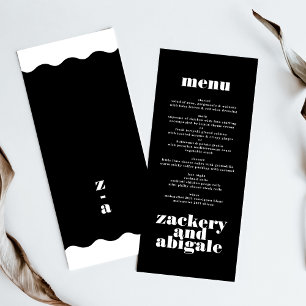 Dekor för Modern Bold White Black Bröllop Meny