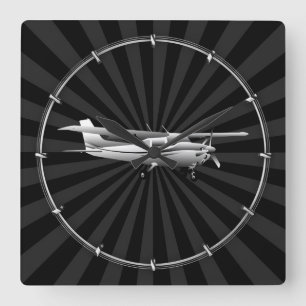 Dekor för Sunburst för flyg för flygplanCessna Fyrkantig Klocka