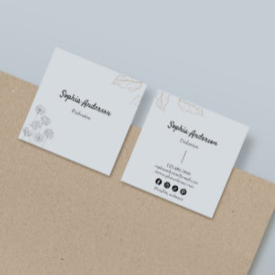 Dekoraccenter för minimal Blommigt för elegant Fyrkantigt Visitkort