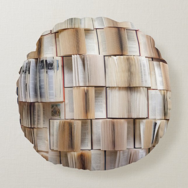 dekoration av bok vägg bokar rund kudde (Framsidan)