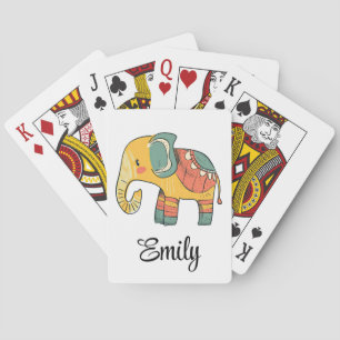 Dekoration av färglös tecknad av elefant casinokort