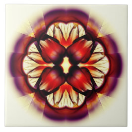 Dekoration av flamjoniserande röd blommigt kakelplatta