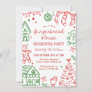 Dekoration av pepparkakshus julfest inbjudningar
