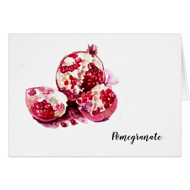 Dekoration för granatfrukts vattenfärg. hälsningskort (Framsidan Horizontal)