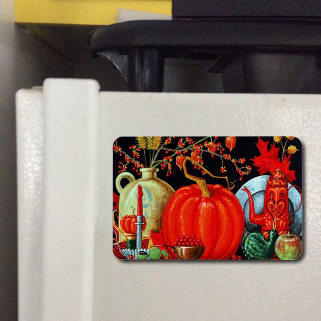 Dekoration för höstFestive Antique Painting Pumpki Magnet (Autumn Antique Painting Pumpkin Festive Flexible Magnet)