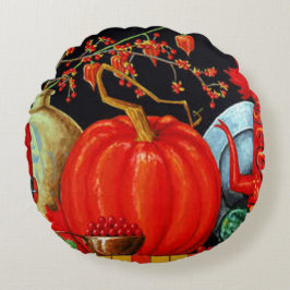 Dekoration för höstFestive Antique Painting Pumpki Rund Kudde