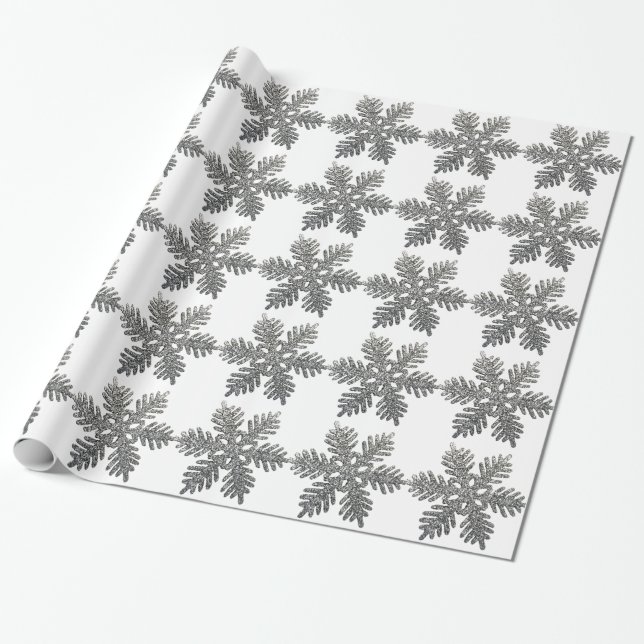 Dekoration för jul för silverglitterSnowflake Presentpapper (Utrullad)