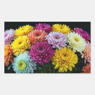 Dekoration för krysanthemum Flower Colorful Blomma Rektangulärt Klistermärke