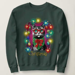 Dekoration för lekfull katt med Bright Jul-Ljus T Shirt