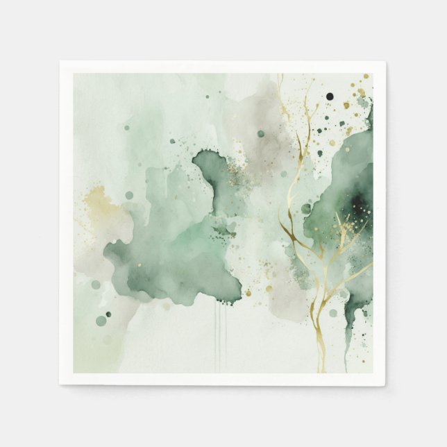 dekoration för marmor med grönt och guld pappersservett (Framsidan)