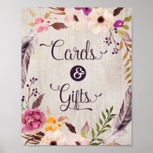 Dekoration för Möhippan Rustic Boho Cards & Gifts Poster