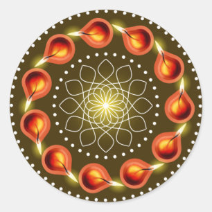Dekoration för rundaDiwali lampa Runt Klistermärke